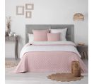 Couvre-lit 2 Personnes Matelassé 220x240 Bicolore Mellow Chic Rose Blanc Microfibre