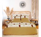 Housse De Couette 240 X 260 Geojaune + 2 Taies 100% Coton 57 Fils