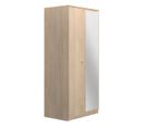 Armoire 2 Portes 1 Miroir Effet Bois H200 X L91cm