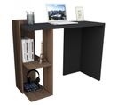 Bureau 1 Caisson Noyer Et Noir 2 Niches L 101.5 H 75 P 41.5 Cm