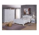 Chambre Complète Blanche Style Anglais Lit 140 Cm Armoire Et Chevet