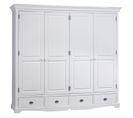 Armoire Penderie Blanche 4 Portes 4 Tiroirs 4 Etagères L 212 H 195 P 54 Cm