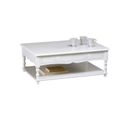 Table Basse 2 Tiroirs Blanche Style Anglais 1 Niche L 100 H 38 P 70 Cm