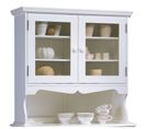 Haut De Vaisselier Blanc 2 Portes Vitrées 3 Niches Style Charme Largeur 98 Cm