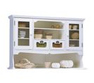 Haut De Vaisselier Blanc 9 Niches 2 Portes 2 Tiroirs Vitrés L 143 H 96 P 33 Cm