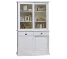 Vaisselier Blanc 4 Portes Coulissantes 2 Tiroirs 5 Niches L 121 H 198.8 P 42.3 Cm