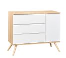 Seventies  - Commode 3 Tiroirs + 1 Porte Blanc