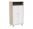 Armoire 2 Portes 1 Niche Access - Blanc Et Bois