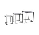 Lot De 3 Tables Basses Marbre Paros / Piètement Noir