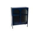 Buffet Contemporain En Métal Bleu Et En Verre 2 Portes - Lazuli