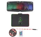 Pack Gaming 4 En 1 Tea285 Clavier Filaire Rgb / Souris Filaire LED Rgb / Tapis Rgb / Ruban LED 2m