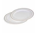 Lot De 6 Assiettes En Plastique Réutilisable "liseré" 23cm Blanc et Or