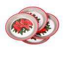 Lot De 6 Assiettes En Carton "poinsettia" 18cm Rouge