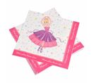 Lot De 20 Serviettes En Papier "ballerina" 33x33cm Rose