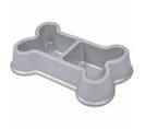 Gamelle Double Pour Chien "forme Os" 35cm Argent