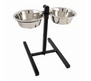 Lot De 2 Gamelles Pour Chien "réglable" 46cm Argent