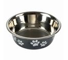 Gamelle Pour Chien et Chat "motifs Pattes" 21cm Noir