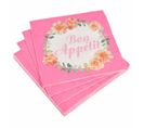 Lot De 20 Serviettes En Papier "fleurs" 33x33cm Rose