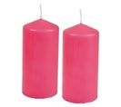 Lot De 2 Bougies Pilier "essentiel" 10cm Rose