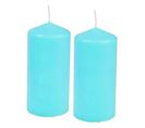 Lot De 2 Bougies Pilier "essentiel" 10cm Bleu