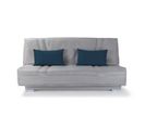 Banquette Clic-clac - 3 Places - Tissu Gris + Coussins Déco Bleu - Comfort Bultex