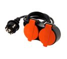 Rallonge Étanche 2 Prises Avec Clapet Orange 2p+t H07rn-f 3x 1,5mm² 5m - Zenitech