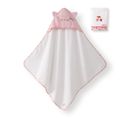 Serviette De Bain 80x80 Cm + Gant 15x21 Cm Blanc Et Rose - 100% Coton