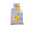 Housse De Couette Pikachu Pokémon 140x200 Cm - 100% Coton - Mauve