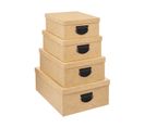 Lot De 4 Boites De Rangement Beige Lin Aspect Jute