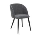 Chaise Fauteuil De Table En Velours Côtelé Gris Galet Et Pieds En Métal Noir