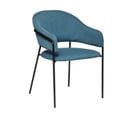 Chaise Fauteuil De Table En Velours Bleu Canard Et Pieds En Métal