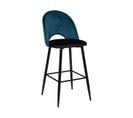 Tabouret Chaise De Bar Bicolore En Velours Bleu Canard Et Noir H 110 Cm