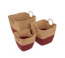 Lot De 3 Paniers De Rangement Beige Et Terre De Sienne