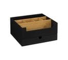 Organiseur Rangement Maquillage 1 Tiroir 9 Compartiments Noir Et Bambou