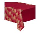 Nappe Rouge Imprimé Sapin Doré 140 X 240 Cm