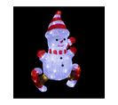 Déco Lumineuse Bonhomme De Neige En Patin 60 LED Blanc Froid H 50 Cm