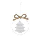 Sujet De Noël "sapin Avec Nœud" 11cm Blanc et Or