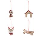 Lot De 4 Sujets De Noël "chien" 12cm Beige et Rouge