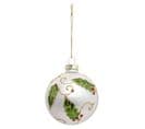 Boule De Noël Déco Houx "soir" 8cm Blanc et Vert