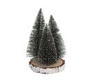 Déco De Table 3 Sapins Verts Enneigés Sur Rondin D 15 X H 20 Cm