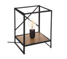 Lampe Déco En Métal Noir Et Bois D'acacia  H 26 Cm