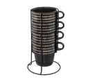 Lot De 4 Mugs En Faïence Déco Sur Rack En Métal Noir