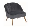 Fauteuil En Velours Gris Et Pieds En Bois