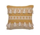 Coussin Décoratif En Coton Ocre Avec Pompons 50 X 50 Cm