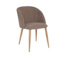 Chaise Fauteuil De Table En Velours Côtelé Taupe Et Pieds En Métal