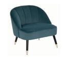 Fauteuil En Velours Bleu Canard Et Pieds Bicolore