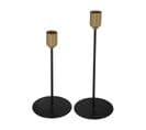 Lot De 2 Bougeoirs Chandeliers En Métal Noir Et Doré