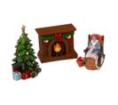 Accessoire Pour Village De Noël Set 3 Pièces Au Coin Du Feu