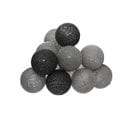 Guirlande LED 10 Boules "smoky" 165cm Gris et Noir