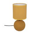 Lampe En Céramique Pied Boule Striée Jaune Ocre